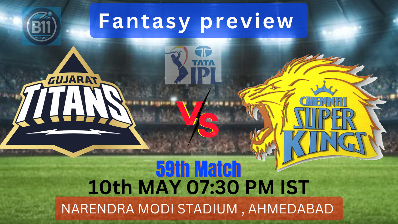 Get ready for GT vs CSK 59th Match Fantasy Preview 2024! Discover Dream11 tips, player stats, and pitch conditions. GT