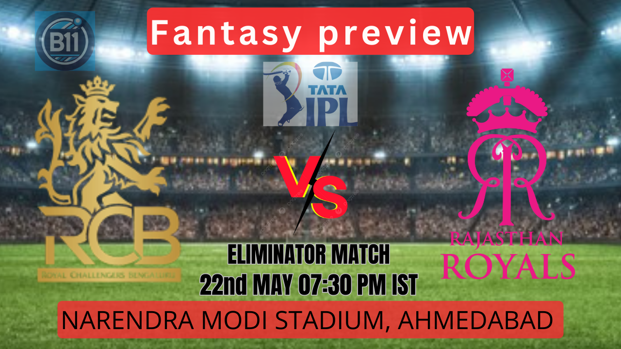 IPL 2024: RCB vs RR, Qualifier 1,Match Preview, Dream11 Tips, Pitch Report, and Match Details for Royal Challengers Bengaluru vs Rajasthan Royals Showdown