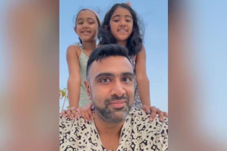 Ravichandran Ashwin along with his two daughters