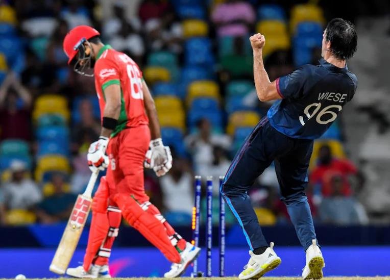 T20 World Cup2024: Trumpelmann, Wiese Shine As Namibia Clinch Super Over Win Against OmanAsked to bat first, Oman were earlier bowled out for 109 in 19.4 overs at the Kensington Oval. In reply, Namibia were also stopped at the same team score with Jan Frylinck making 45 in 48 balls and Mehran Khan taking 3/7 to force a Super Over.Press Trust of IndiaUpdated: June 03, 2024 10:52 AM ISTRead Time: 3 min T20 World Cup2024: Trumpelmann, Wiese Shine As Namibia Clinch Super Over Win Against Oman Namibia beat Oman in Super Over