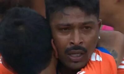 Hardik Pandya cries after leading India to T20 World Cup win in Barbados on June 29, 2024.