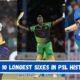 Top 10 Longest Sixes in PSL History